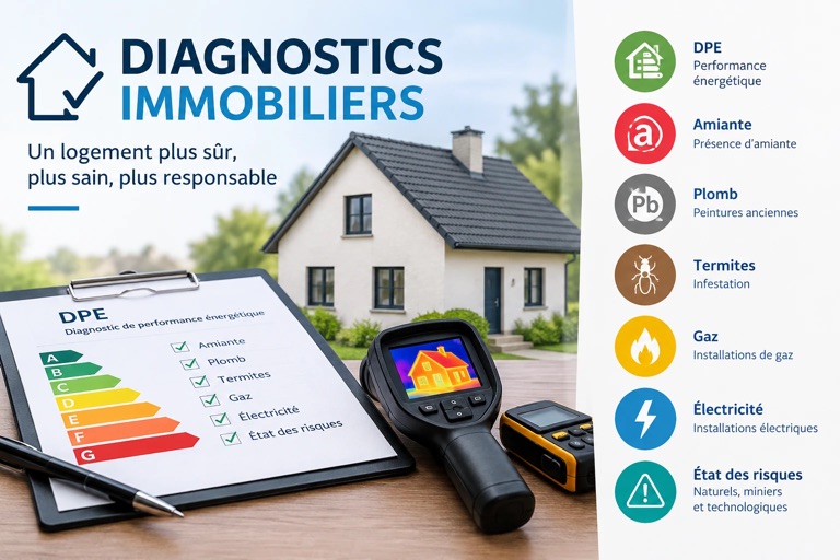 Diagnostics immobiliers : DPE, amiante, plomb, termites, gaz, électricité