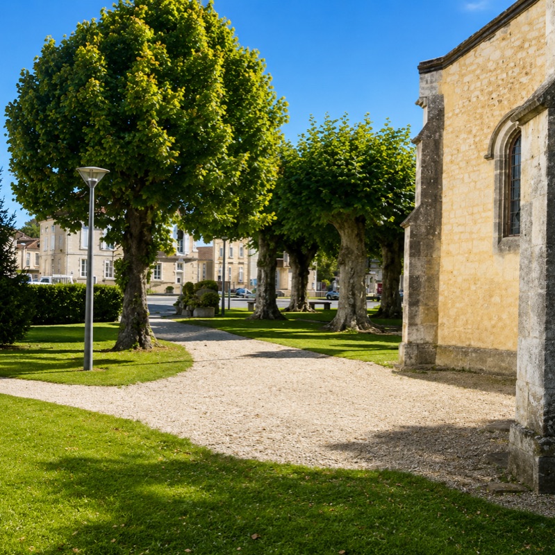 Parc et église, Sabres